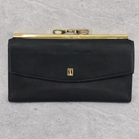 Vintage Ladies Pierre Cardin‎ Boutique Leather Long Bifold Kiss Lock Wallet - Picture 2 of 14